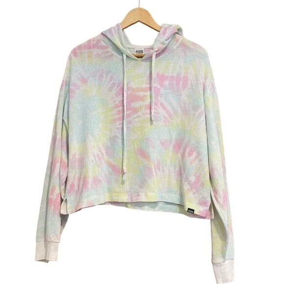 PINK Victoria's Secret Tops - VS PINK Size Large Mesh Pullover Hoodie Sweater Top Rainbow Tie Dye